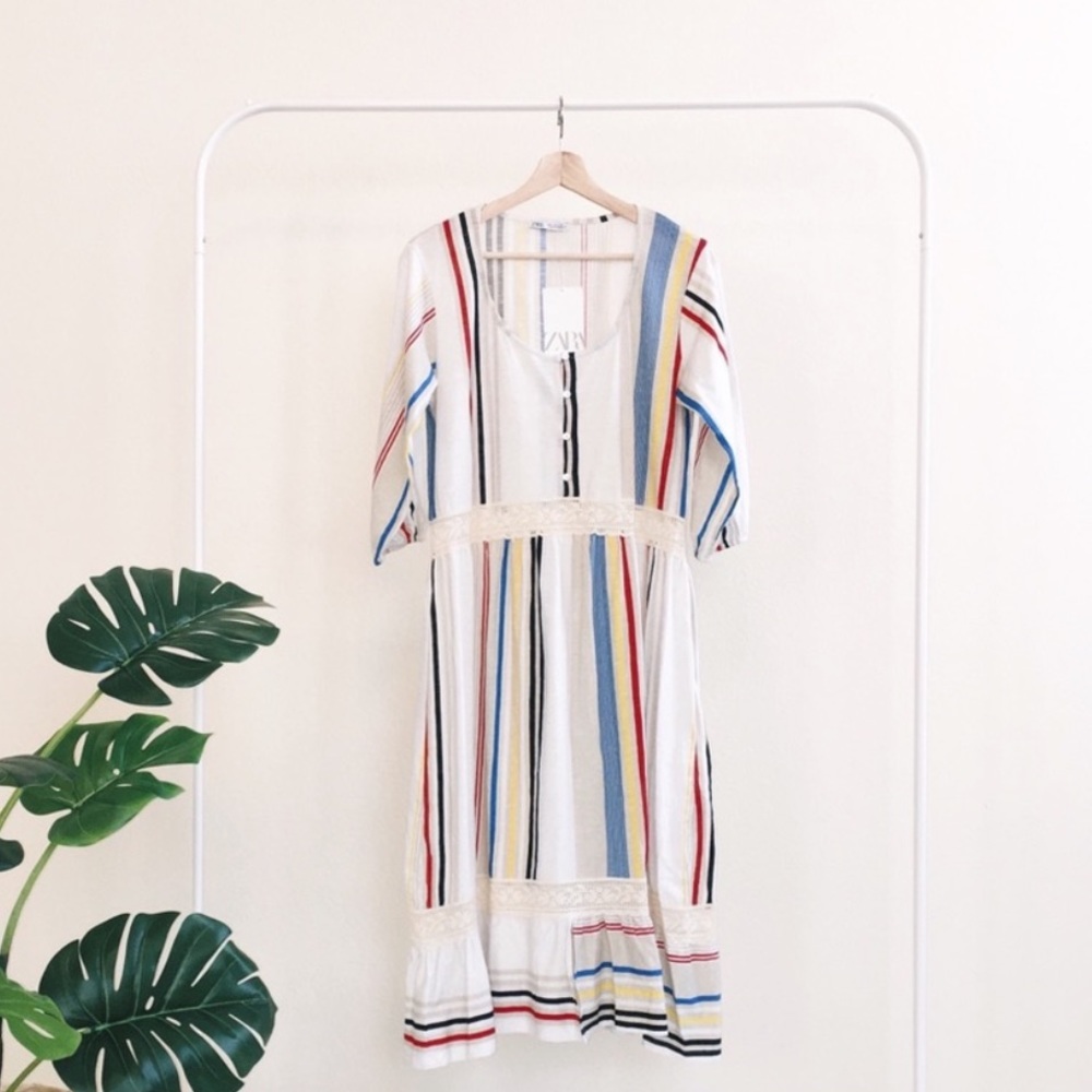 Zara Striped Dress Multicolored NWT Size Small - Picture 8 of 8